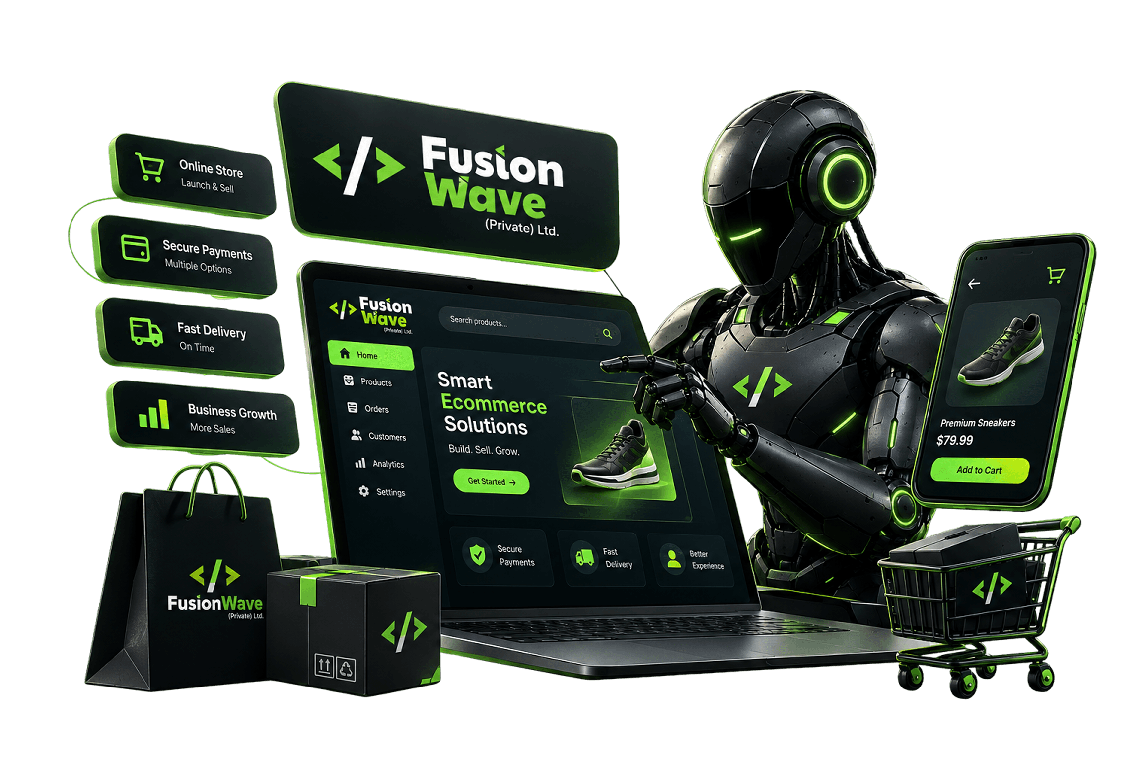 Online store and e-commerce storefront on a laptop